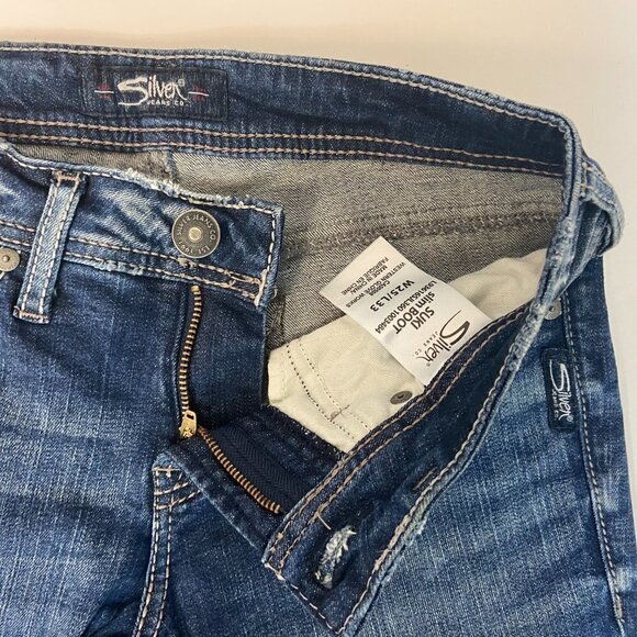 Silver Suki Slim Boot Jeans Women's Size 25 (26 x 31) Mid Rise Medium Wash - Picture 8 of 12